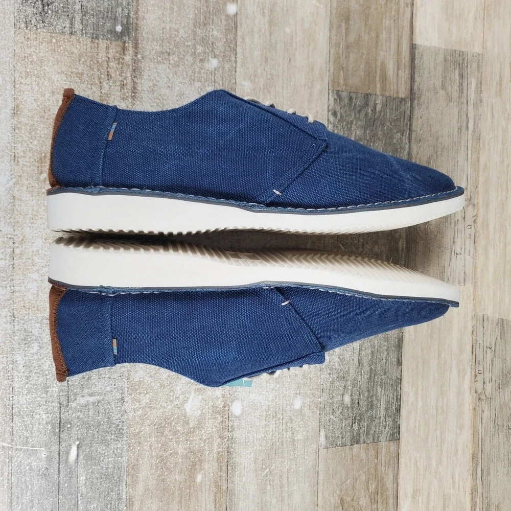 Toms Preston Mens Shoes Sz 14 Navy Washed Canvas Stitch‎ Out Casual Sneakers